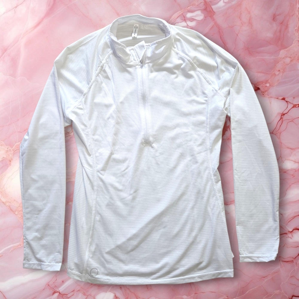 The Bubble White Long Sleeve Athletic Half Zip Up Top Size SMALL